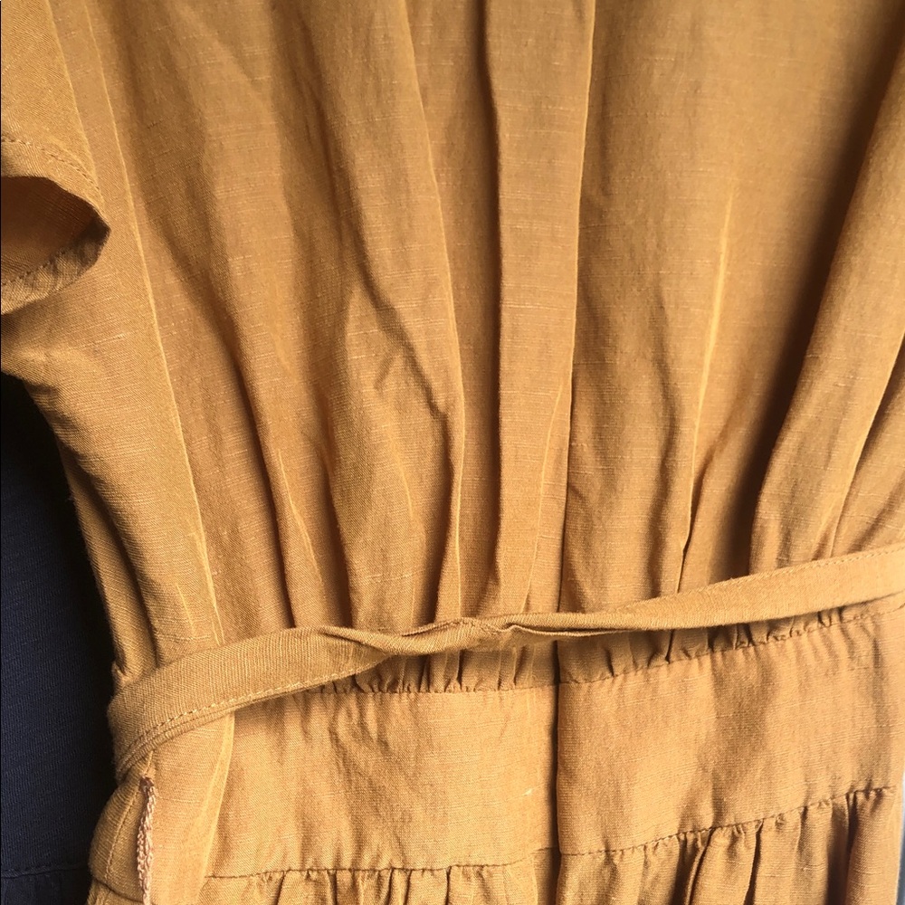 Madewell Mustard Yellow Short-Sleeve Tie-Waist Maxi Dress - Picture 10 of 12